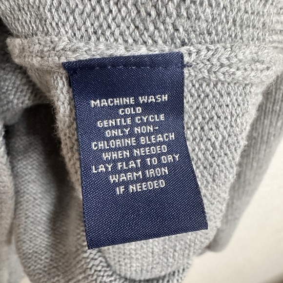Polo Jeans Company Ralph Lauren Flag Sweater Mens Medium Gray 1/4 Zip Y2K - Picture 10 of 11